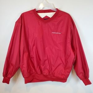 VTG 90s Port Authority Corvette Red Pullover Windbreaker Jacket Racing USA GM XL
